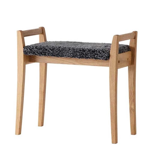 Meja Pall Oljad Ek/Fårskinn Mörkgrå