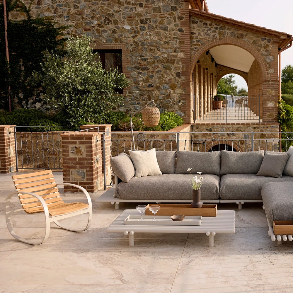 Parc gungstol Teak/sand aluminium