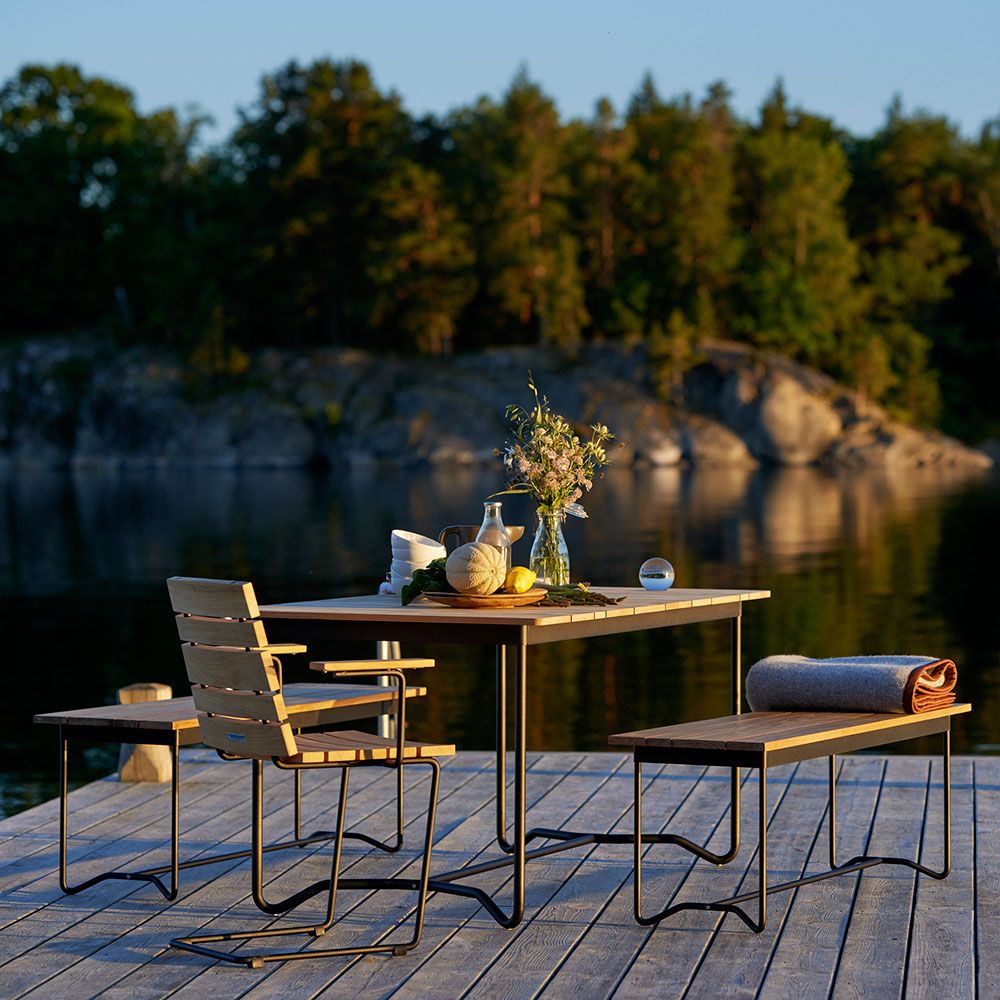 Grinda Karmstol Svart / Teak 