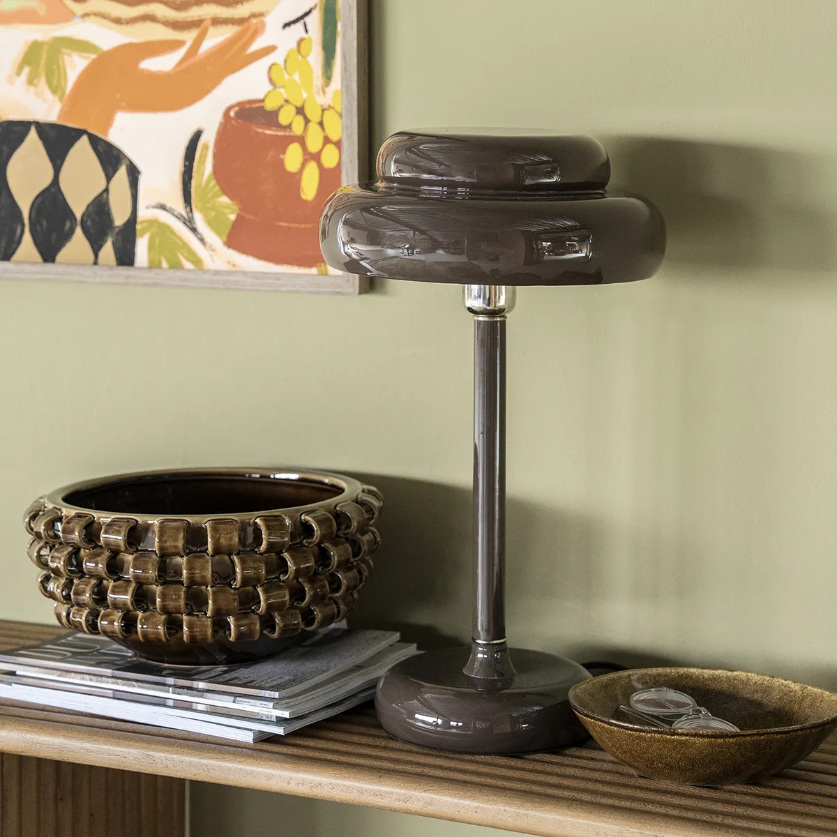 Dimbar bordslampa Pomm Dark Brown H 47,5 cm