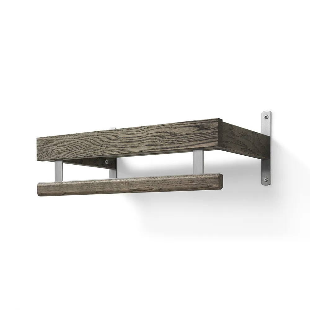 oscarssons möbel, nadja hatthylla 50 cm 1 plan rökt ek/slipat stål