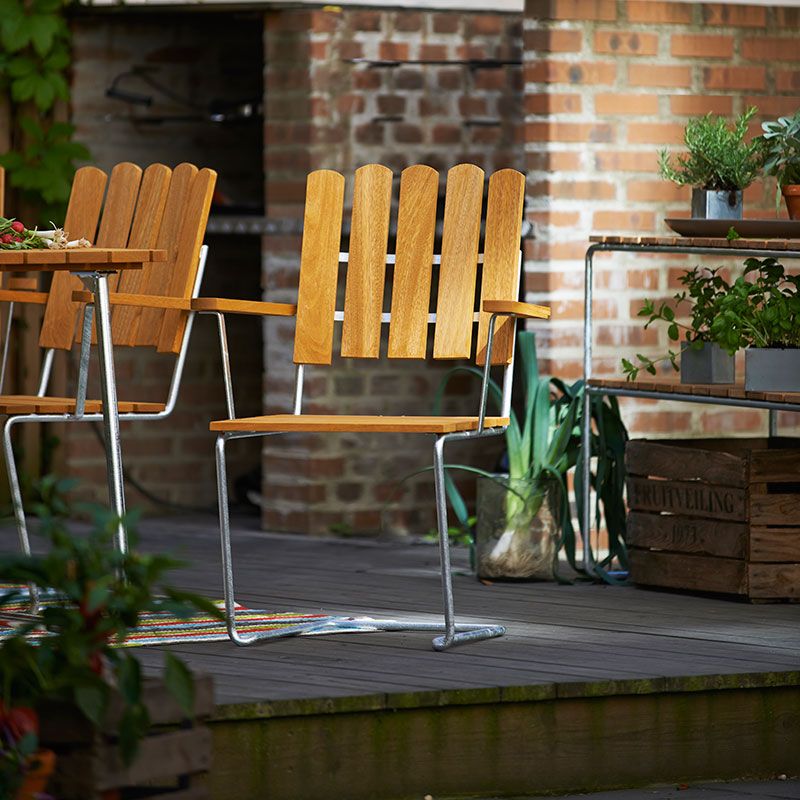 Bord 9A 100 Obehandlad Teak / Varmförzinkat Stativ