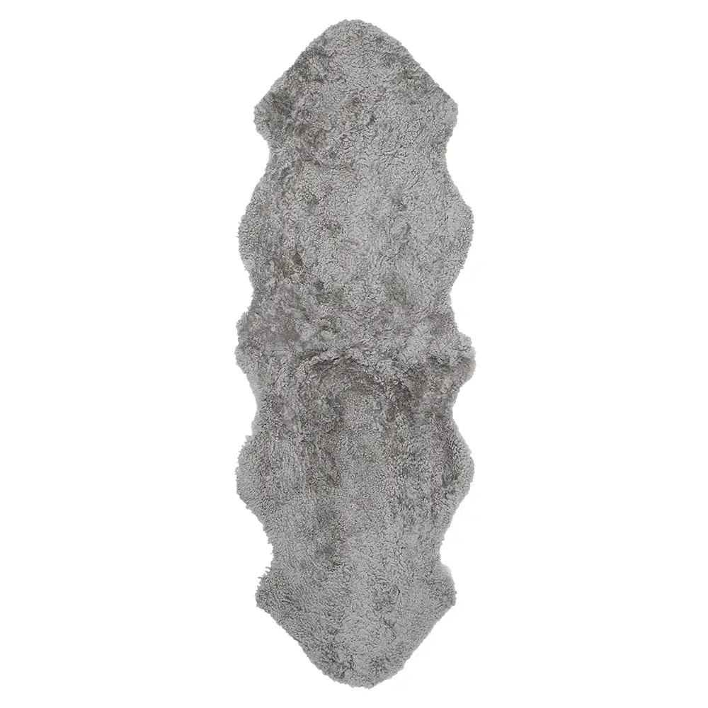 Skinnwille Curly Fårskinn dubbelt 60×180 cm Natural grey