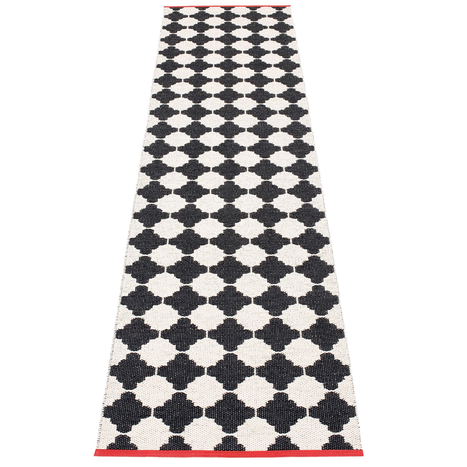 pappelina, marre matta 70x300 cm black / vanilla coral stripe