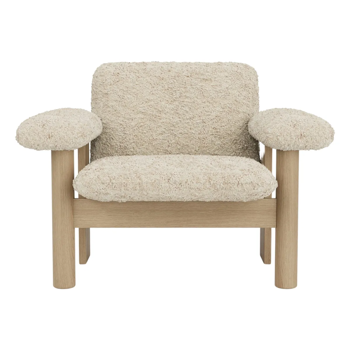 Brasilia loungestol helklädd låg rygg fyrbent underrede massiv ek natur Sheepskin Nevotex Nature