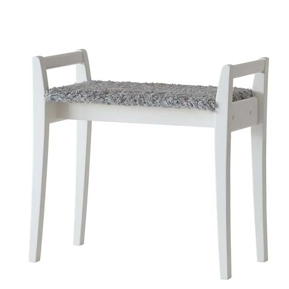 Meja Pall Vitlackad Björk/Fårskinnslook Ljusgrå