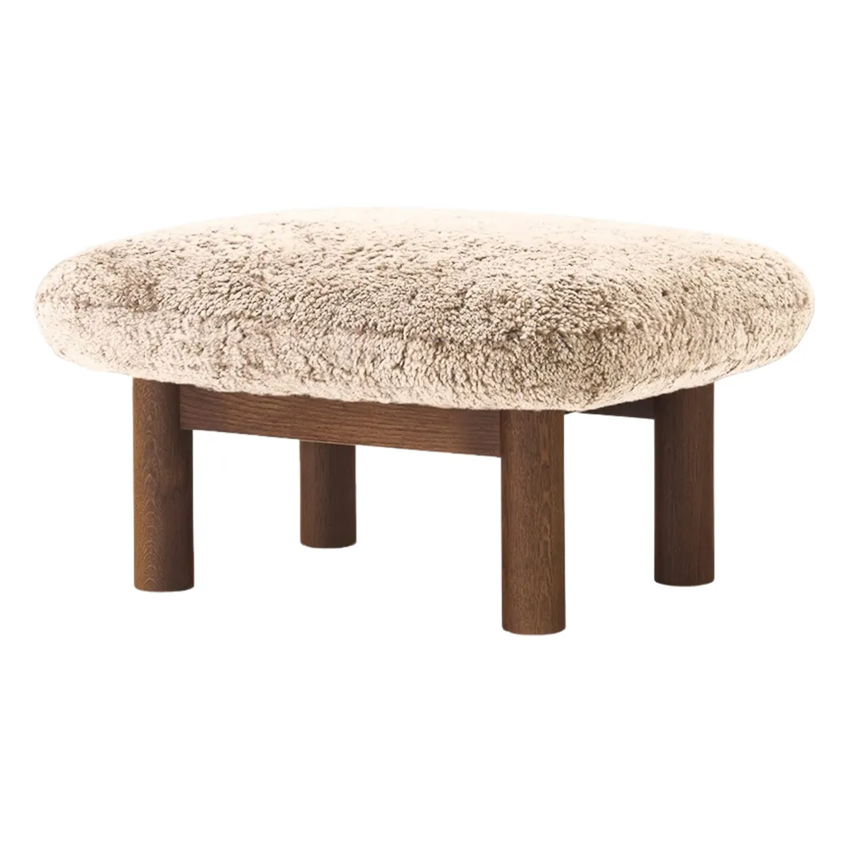 Brasilia pall i mörkbetsad massiv ek, Sheepskin Nevotex Nature