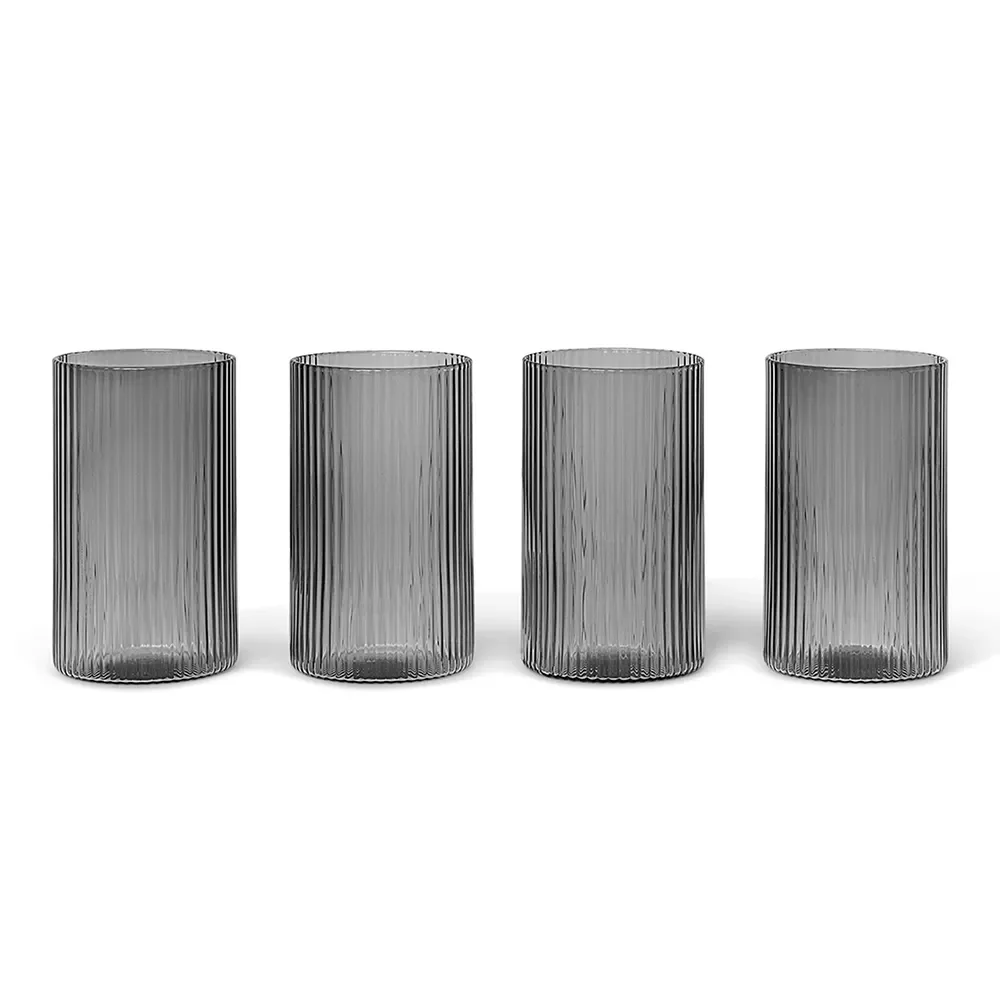 Ferm Living, Ripple Verrines dricksglas 4-pack - Smoked Grey