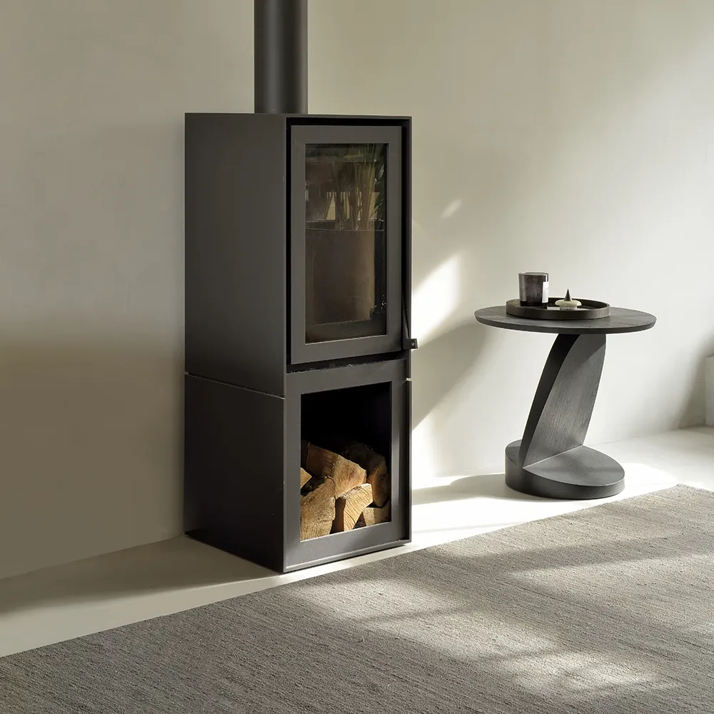 Oblic Sidobord Svartlackad teak