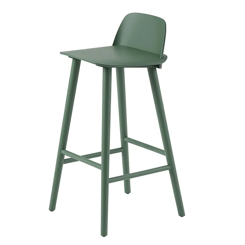 muuto, nerd barstol 75 cm - med fotstöd i metall - green