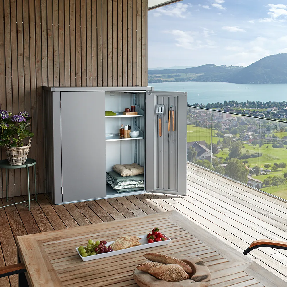 Romeo Terrasskåp L Metallic quartz grey