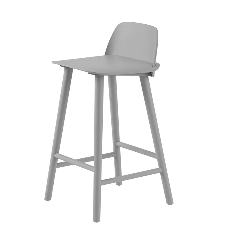 muuto, nerd barstol 65 cm - med fotstöd i metall - grey