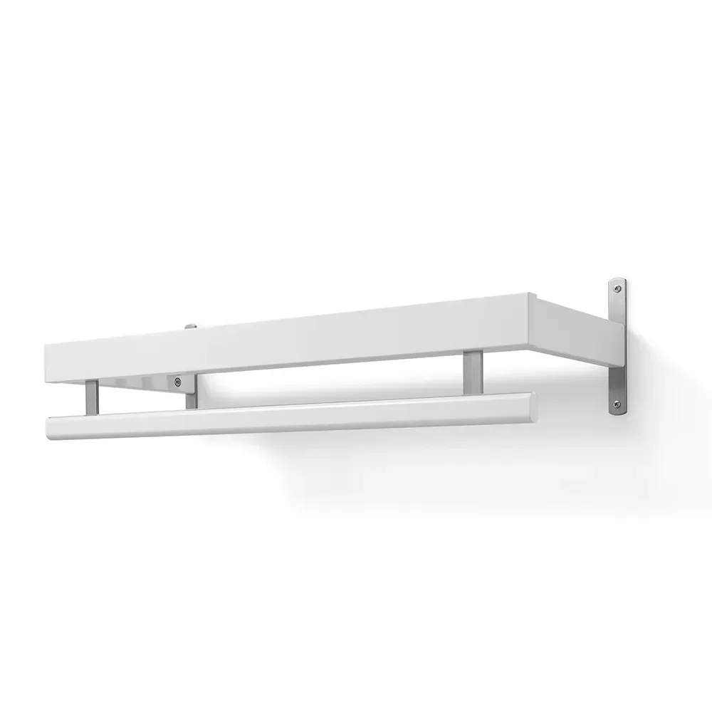 oscarssons möbel, nadja hatthylla 80 cm vitlackad björk/slipat stål