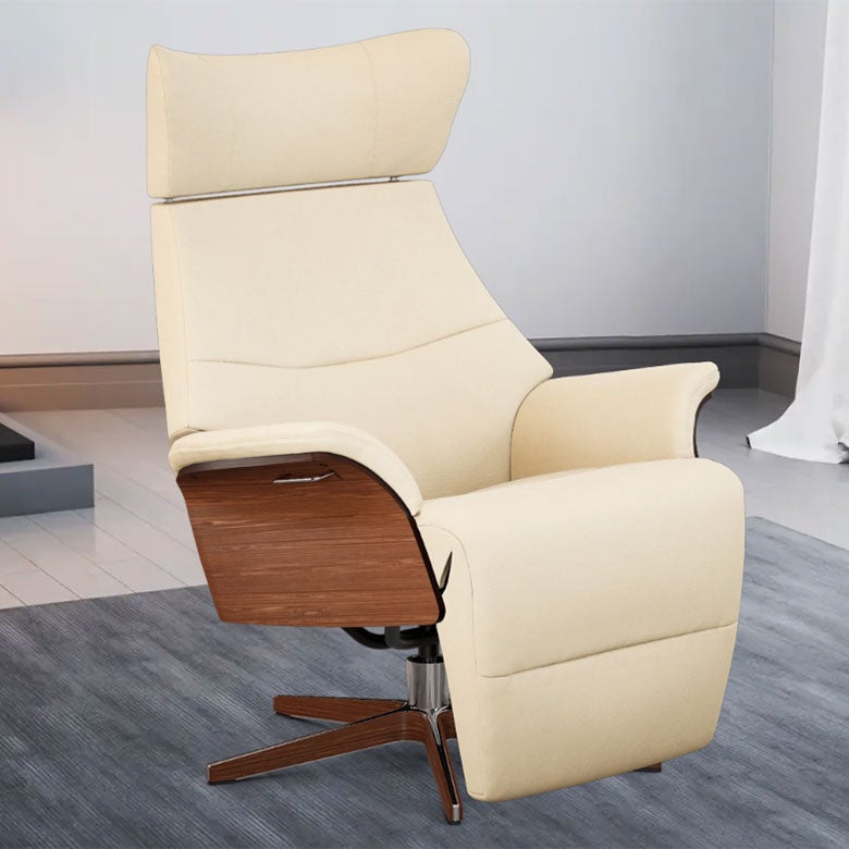 Air snurrfåtölj med fotstöd tyg B trä/alu