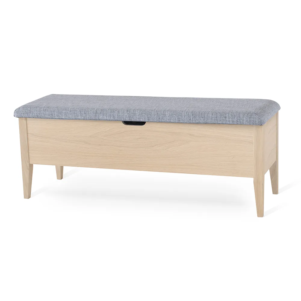 Torkelson, Klinte bänk 120 cm vitoljad ek med Chelsea ljusgrå