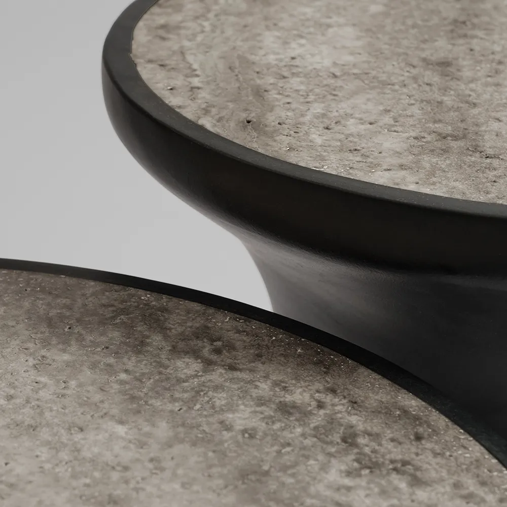 Trumpet Soffbord lågt- Silver Travertine