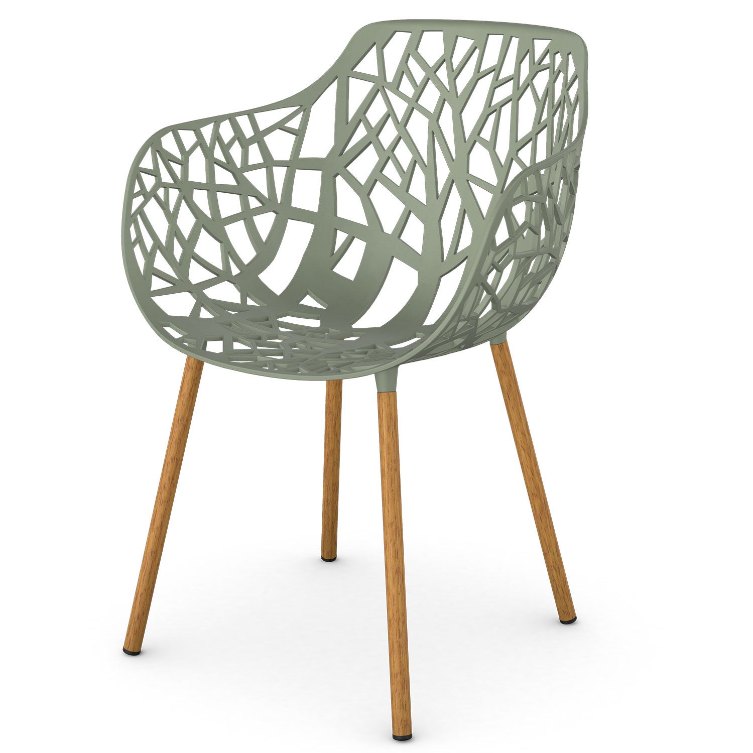 fast, forest karmstol med iroko klädda ben green tea