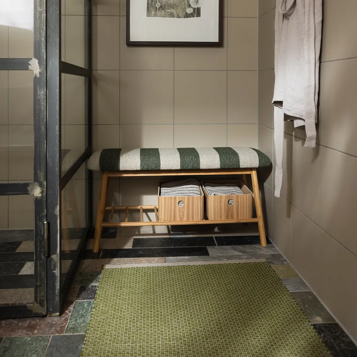 Tvättbar Plastmatta NILS Dark Olive 70x180 cm