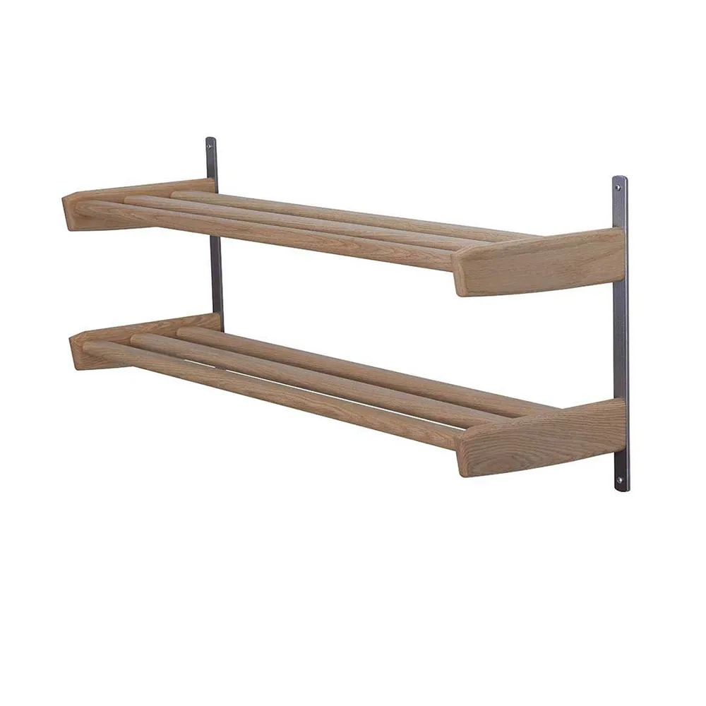 oscarssons möbel, meja skohylla 59 cm 2 hyllplan väggmonterad vitoljad ek