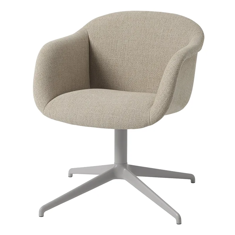 Muuto, Fiber Soft Armchair Swivel Base - Ecriture 240 Grey