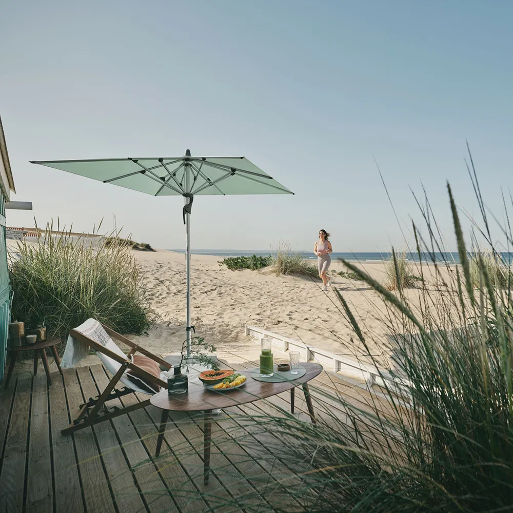 Fortino Riviera 240x240 cm parasoll alu Cat.5 589 Green Stripe