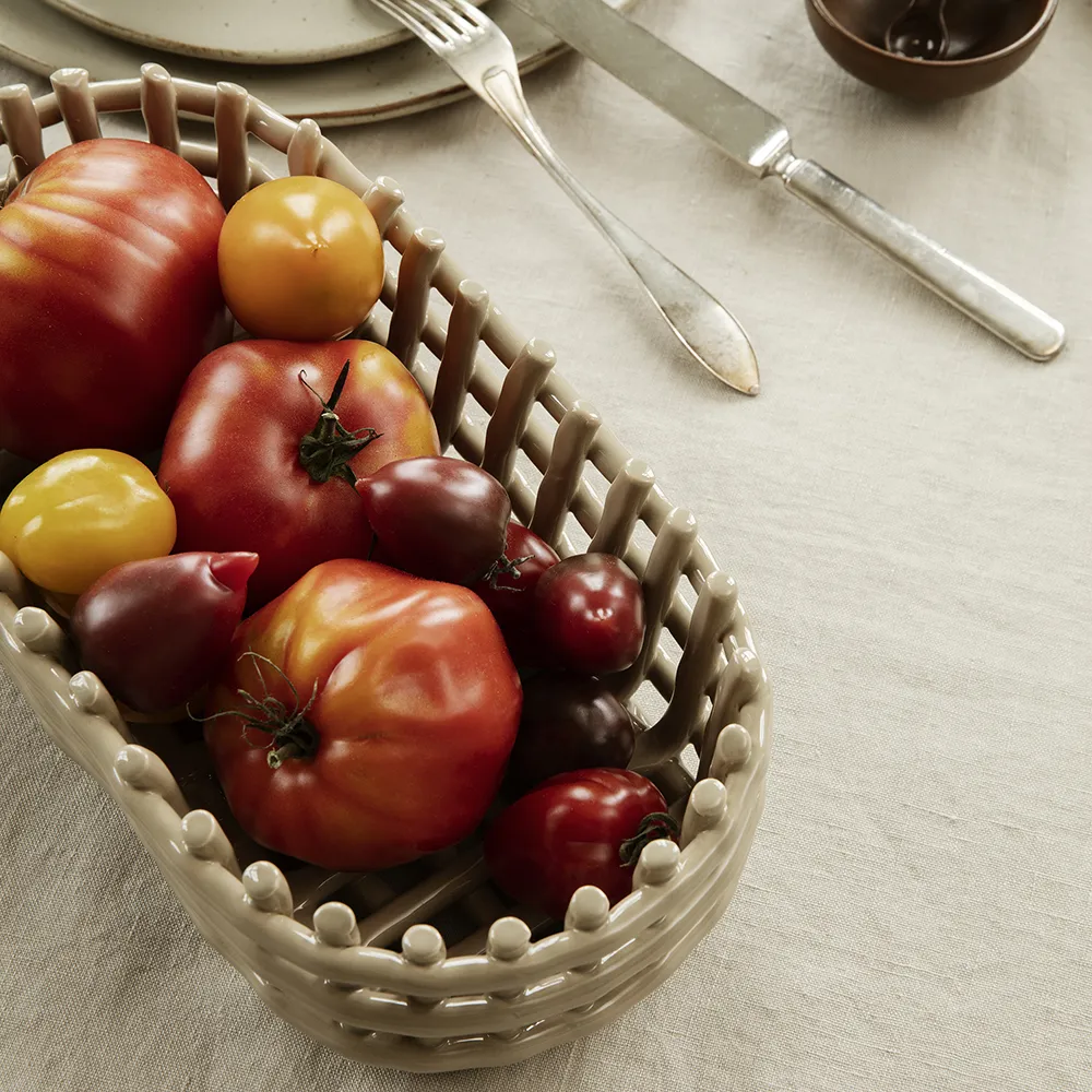 Ceramic Flätad korg - Oval - Cashmere