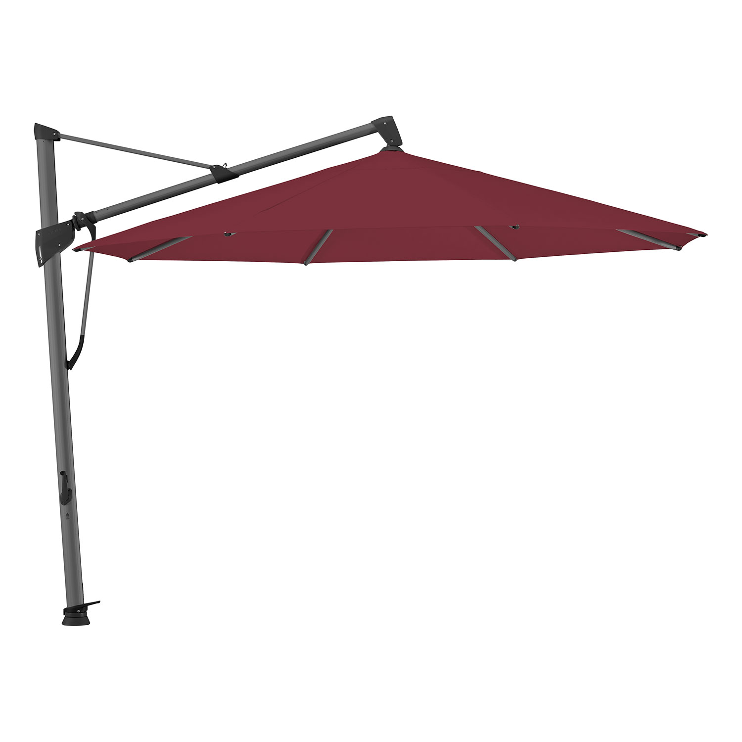 Sombrano S+ frihängande parasoll 350 cm kat.5 antracite alu / 645 burgundy
