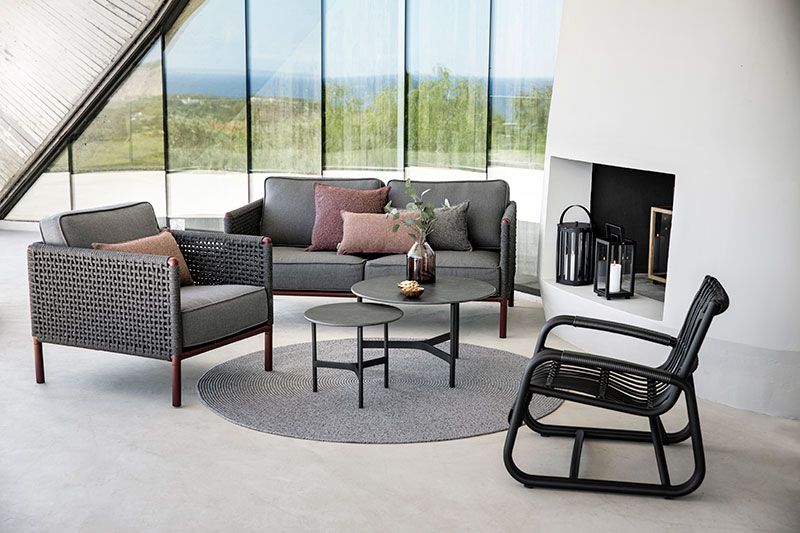 Encore 3-Sits Soffa Grå/Bordeaux 