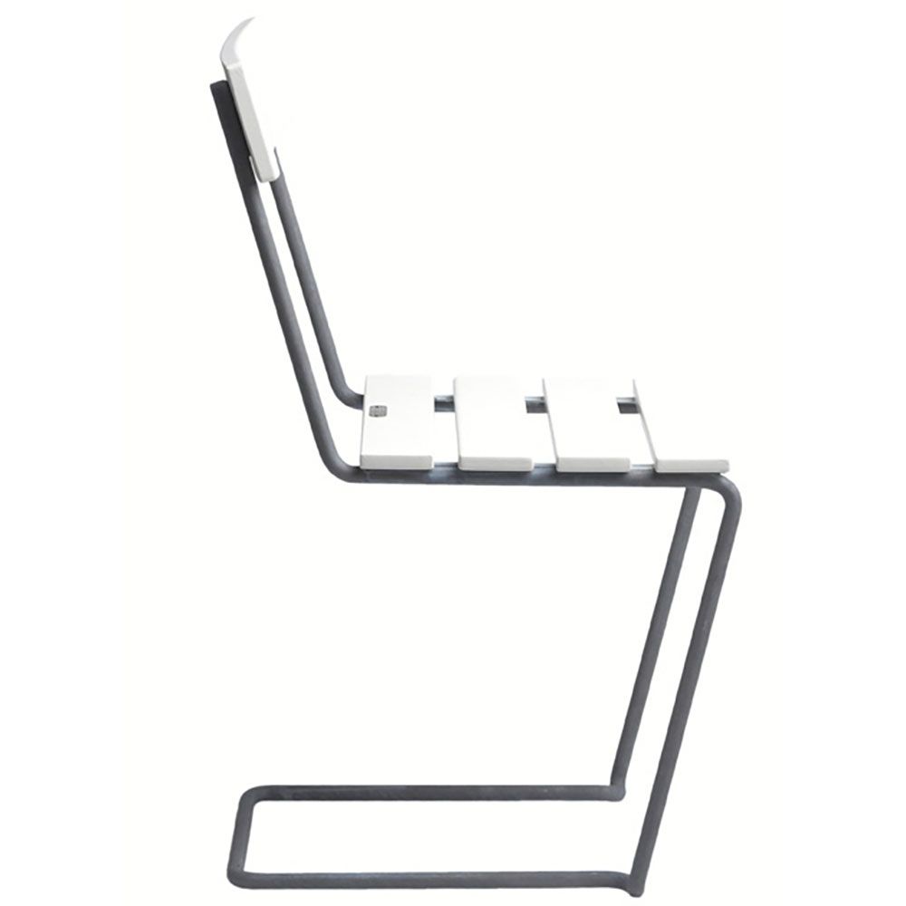 Stol 1 Vitlackad Ek / Varmförzinkat Stativ