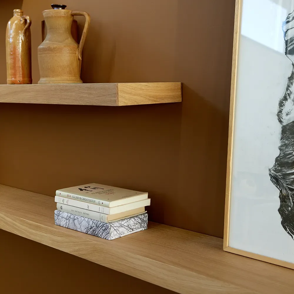 Vägghylla ek 210x22 cm