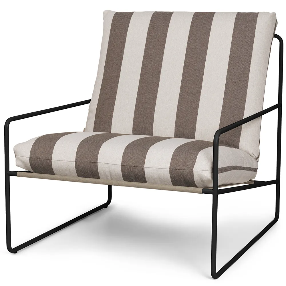 Produktfoto för Ferm Living - Desert 1-seater - Fåtölj - Stripe - Black/Chocolate - W79 x H78 x D85 x SH30 cm
