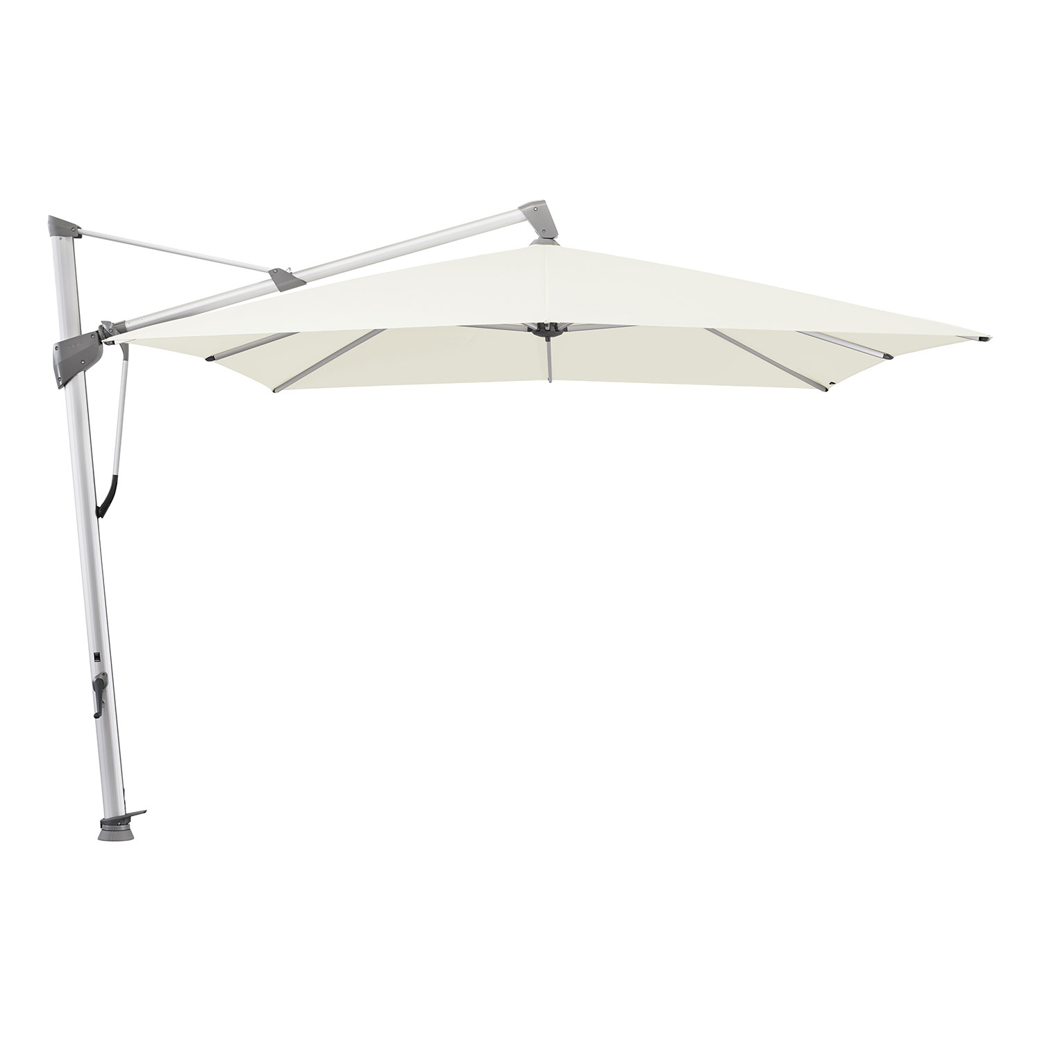 Glatz Sombrano S+ frihängande parasoll 300×300 cm kat.5 anodizerad alu / 510 white