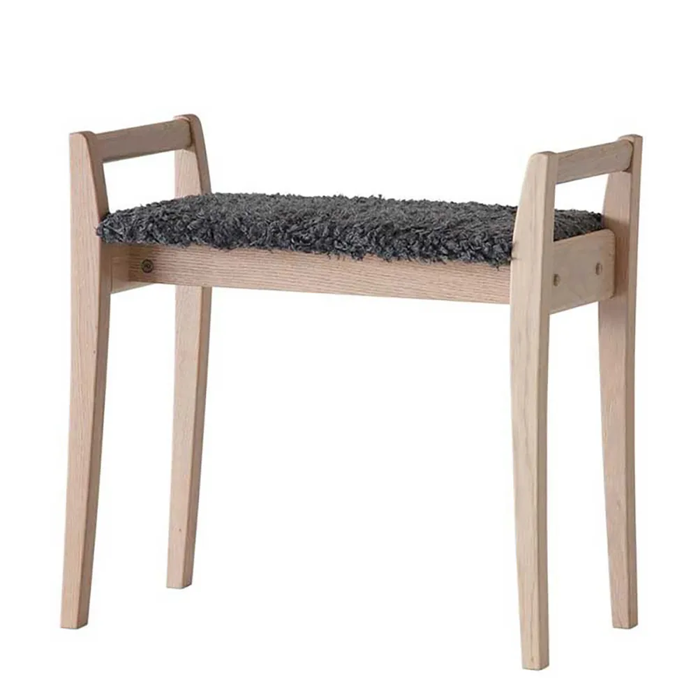 Oscarssons Möbel, Meja Pall Vitoljad Ek/Fårskinnslook Mörkgrå