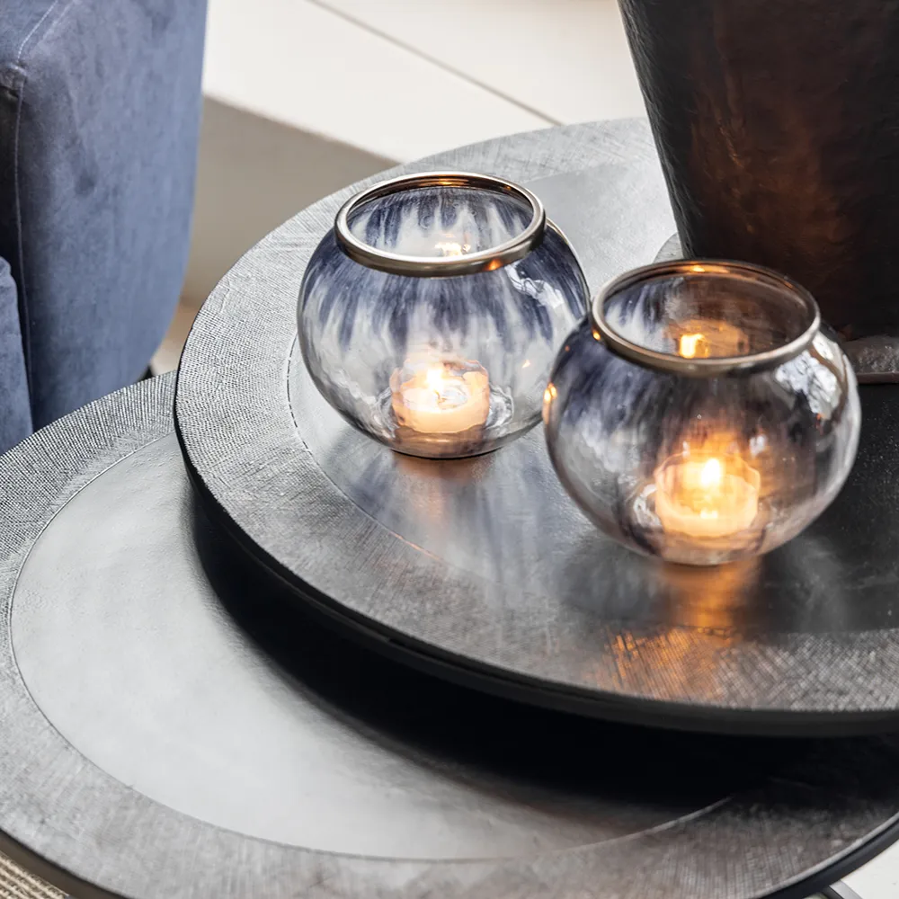 Alternativ bild 1 för Belmont ljuslykta rund indigo