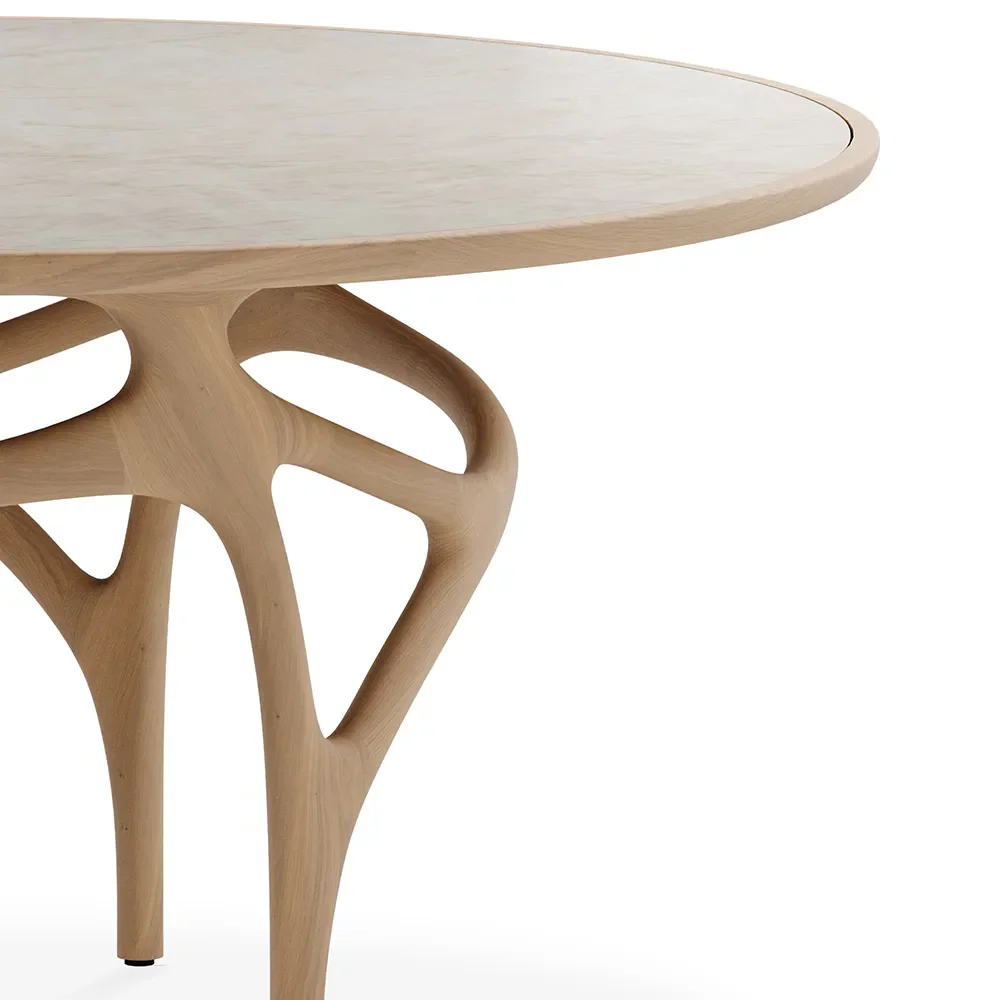 Cena matbord 150 cm lackad ek / beige quartzite