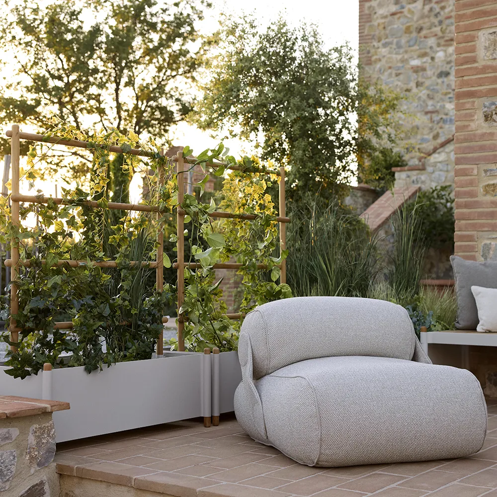 Sticks planter 103x58 cm med ställning Teak/sand