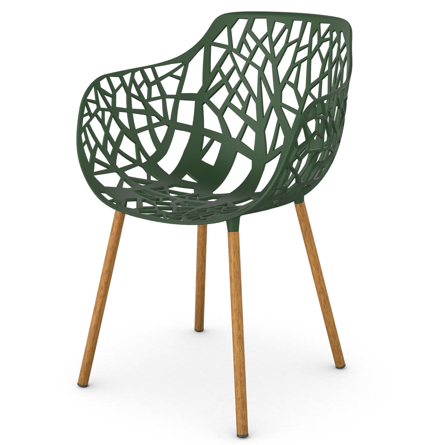 fast, forest karmstol med iroko klädda ben dark green