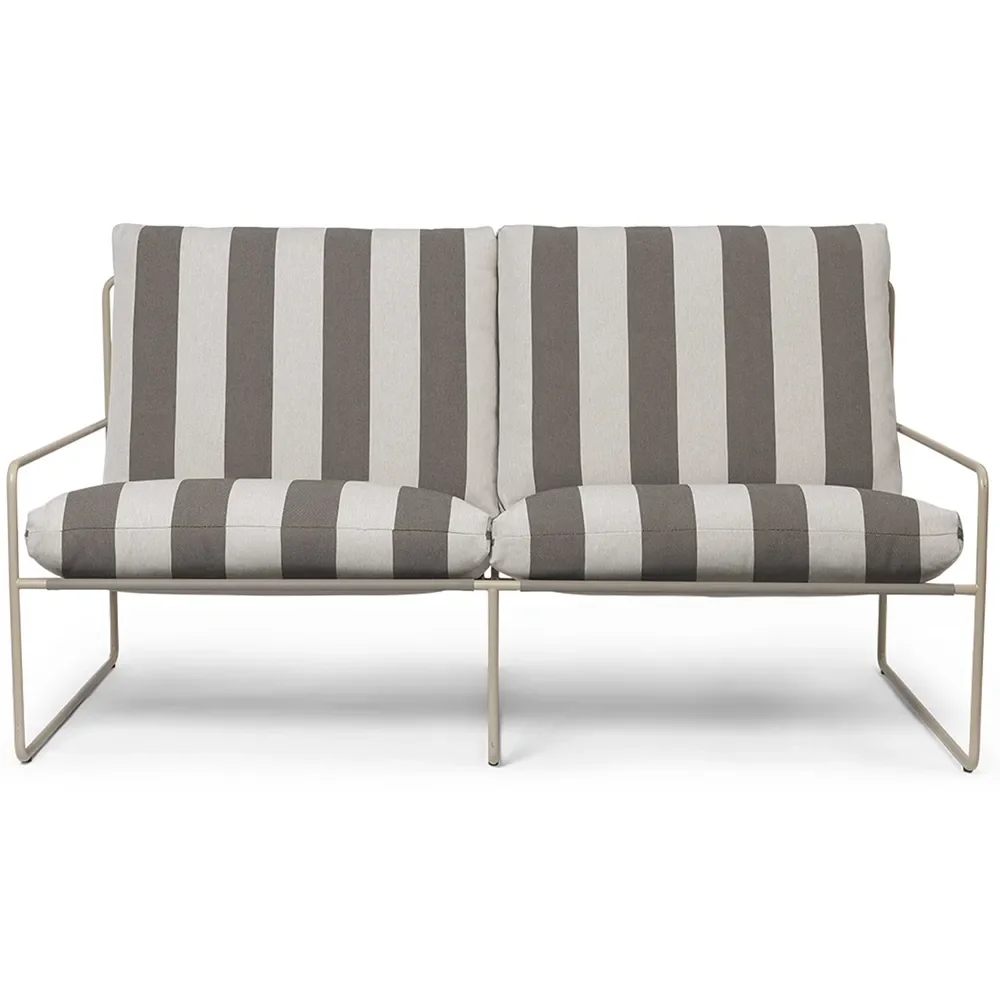 Produktfoto för Ferm Living - Desert 2-seater - Trädgårdssoffa - Stripe - Cashmere/Chocolate - W156 x H78 x D85 cm
