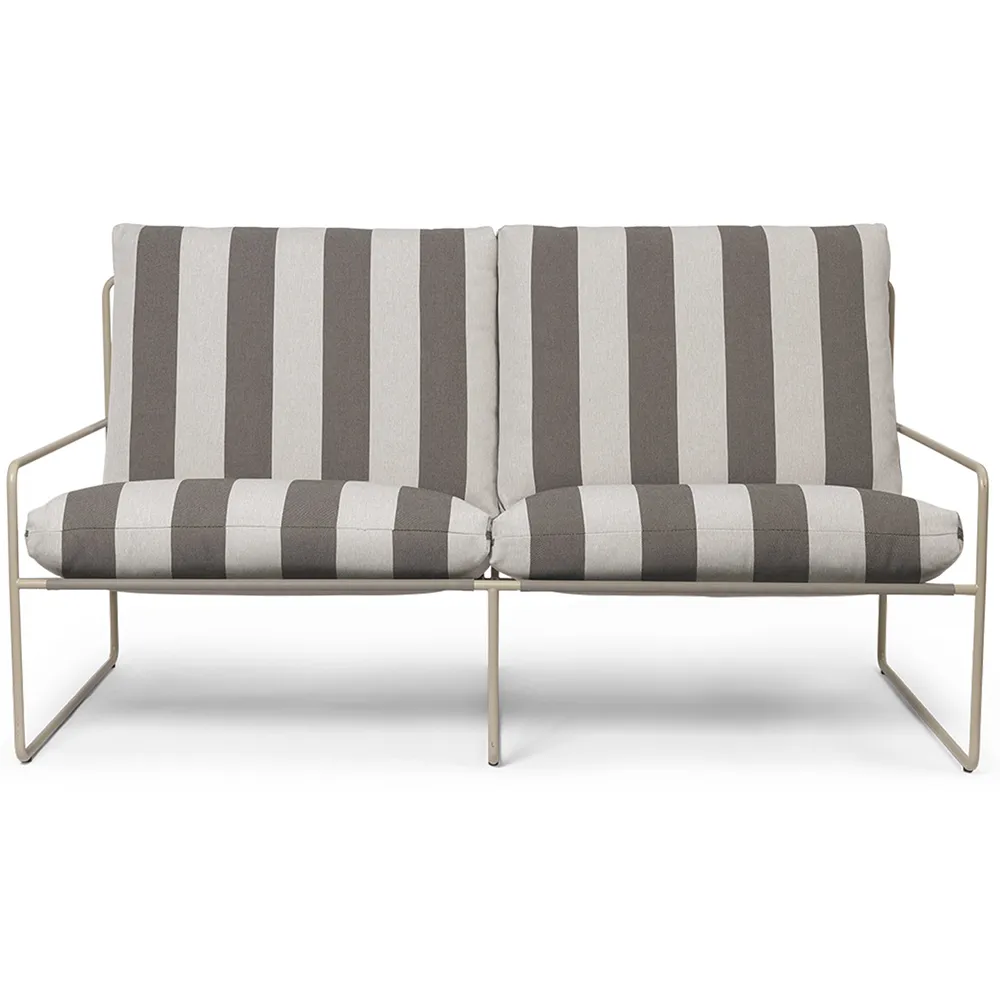 Produktfoto för Ferm Living - Desert 2-seater - Trädgårdssoffa - Stripe - Cashmere/Chocolate - W156 x H78 x D85 cm