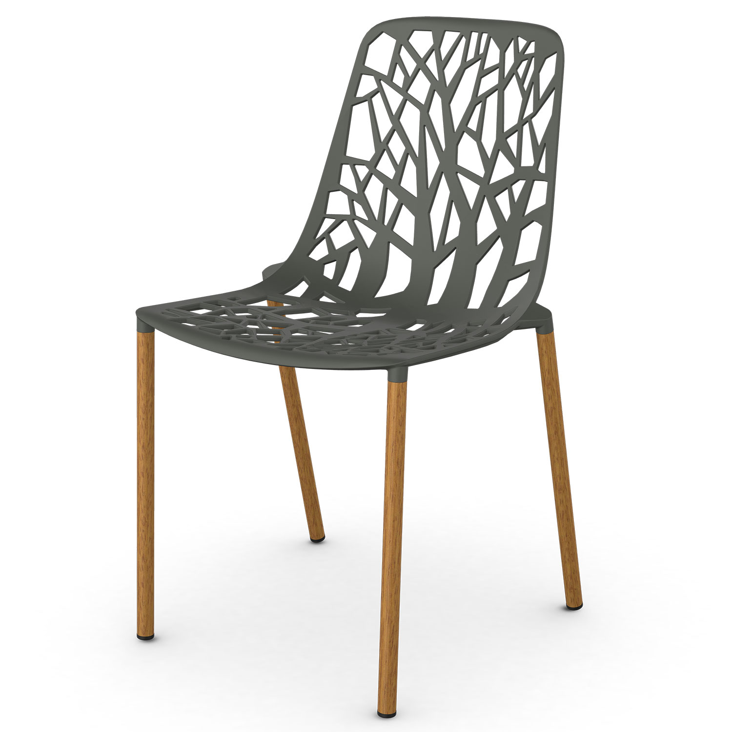Fast Design Forest matstol med Iroko klädda ben Metallic Grey