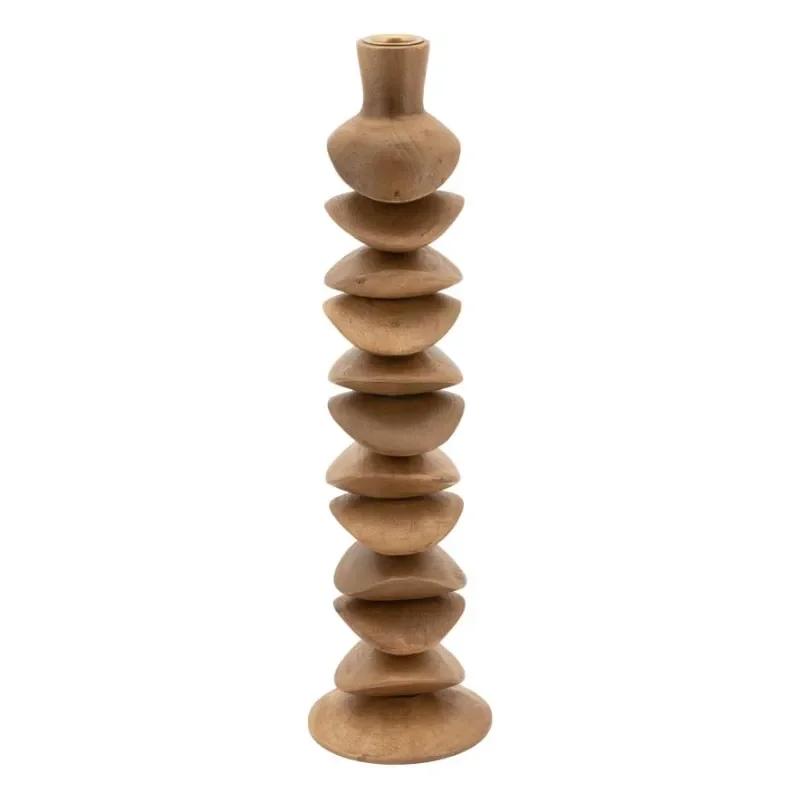Kasane large Ljusstake 10x10x37 cm Mangoträ Brun
