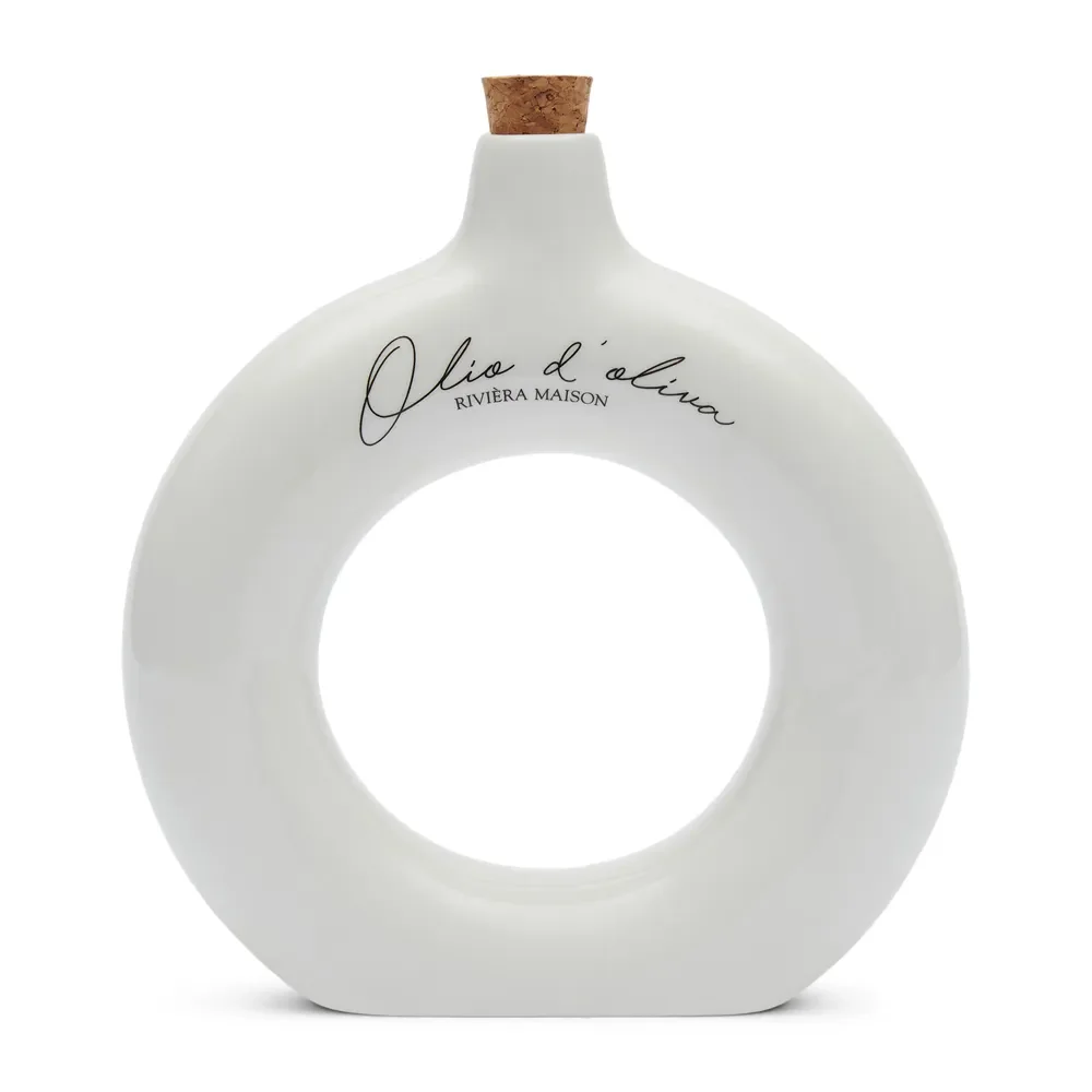 Riviera Maison, Handgjord Vinäger- och oljeflaska Olio D'Oliva Off White