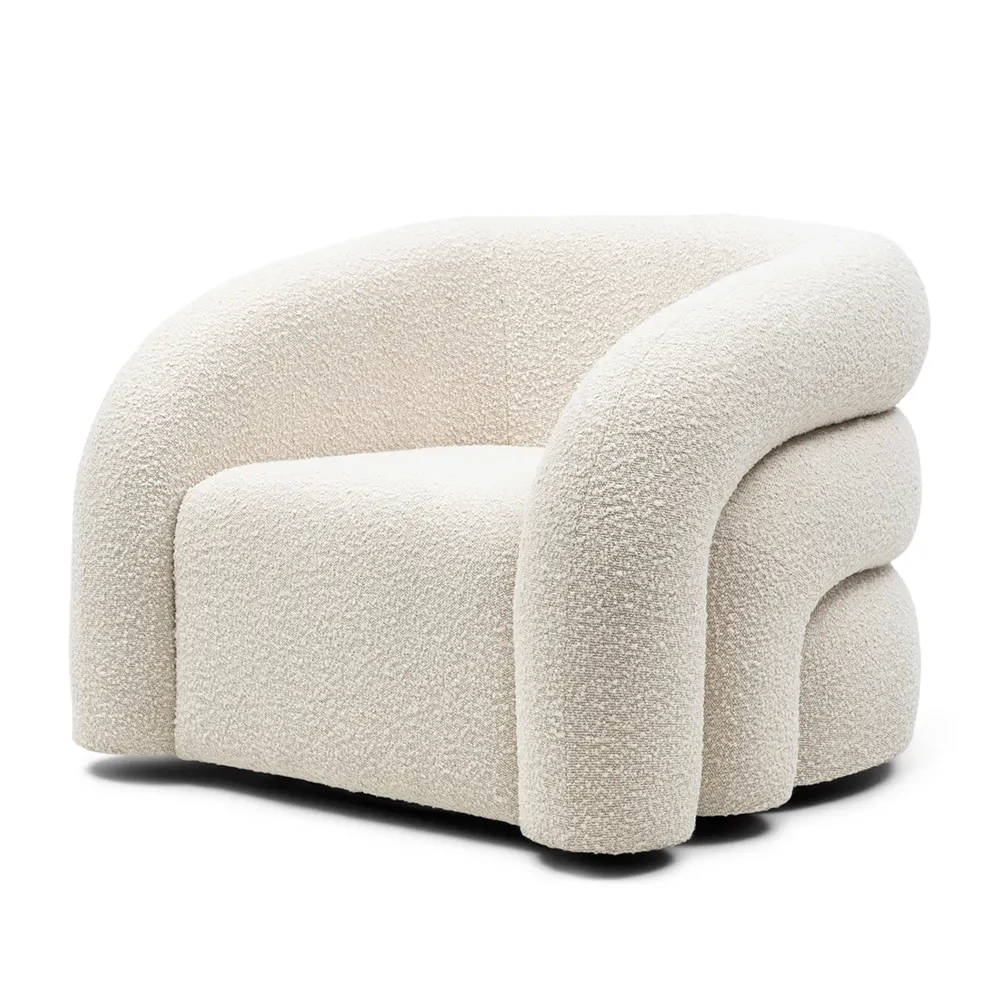 Riviera Maison, Vittorio Snurrfåtölj bouclé vit