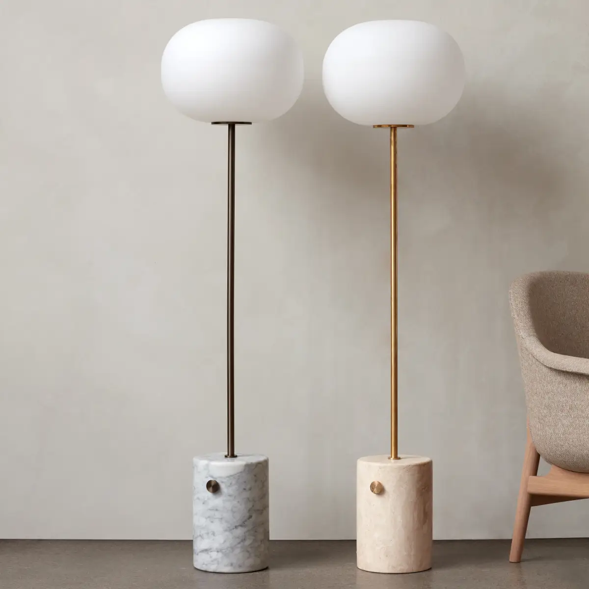 JWDA Golvlampa Marmor Carrara/Brass, Bronzed