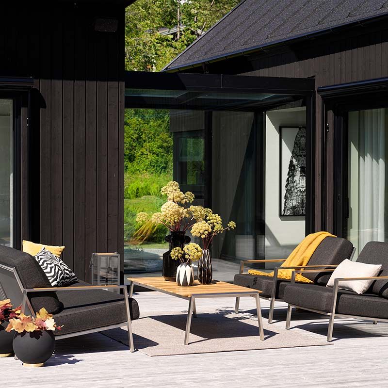 Naos 2,5-sits soffa rostfritt stål/nearly black 