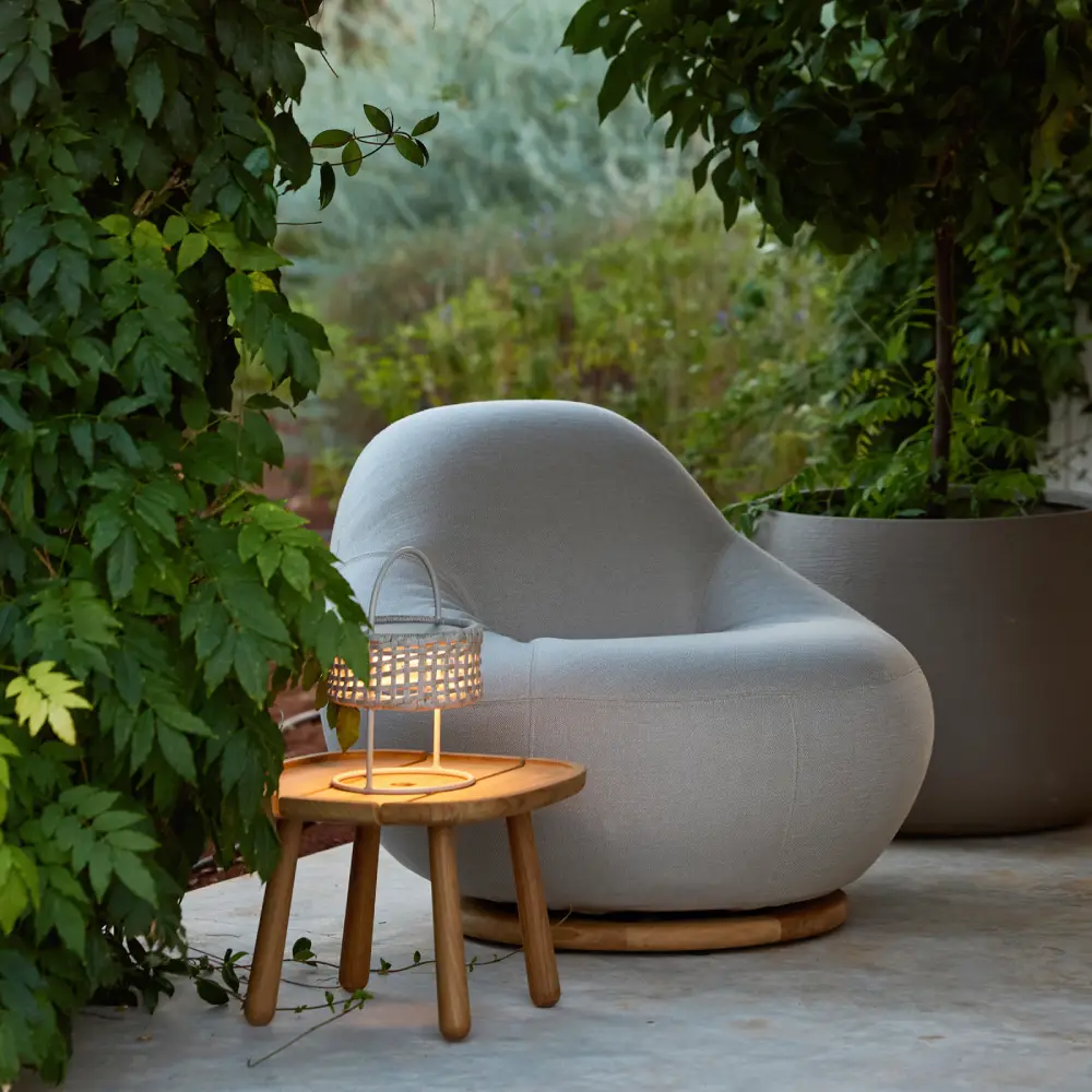 Gem loungefåtölj m/teak svirvel Desert sand, Rise