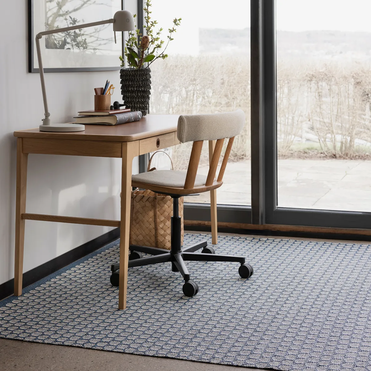 Vändbar Plastmatta MIMI Ocean Blue/Cream 70x360 cm