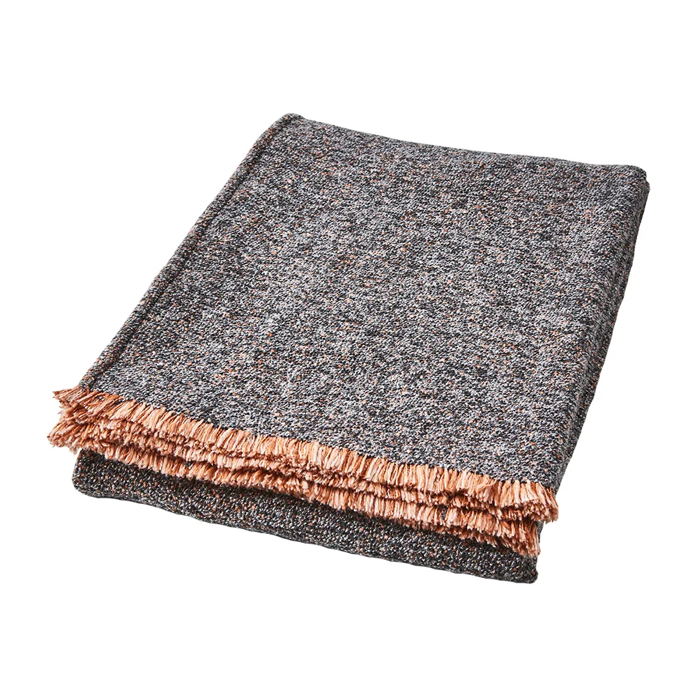 NINA pläd grå/korall