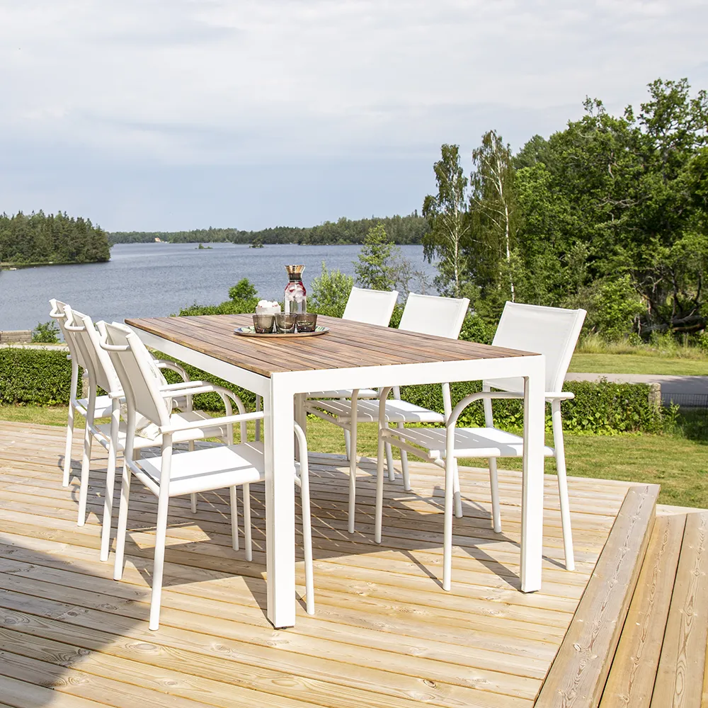 Bois matbord 90x205 cm Vit/Akacia