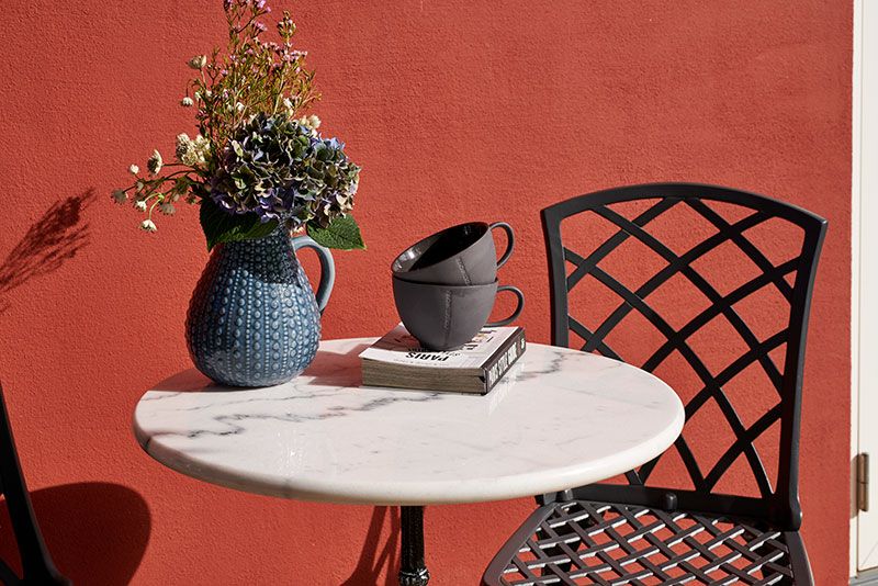 Loire marmor bord 60 grå/svart 